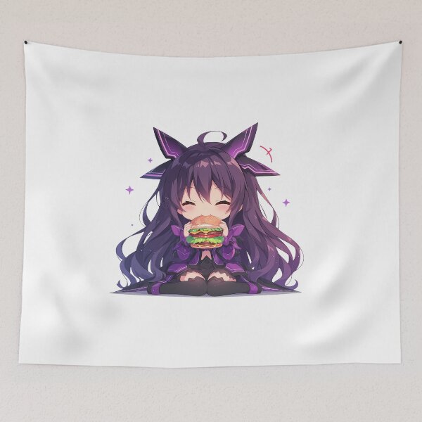 Item preview, Tohka Yatogami Date A Live Chibi Kawaii Burger Sweet Purple Anime Girl Moment designed and sold by earlobejerk.