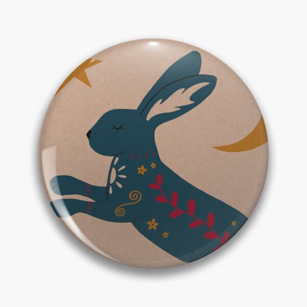 Item preview, Folk art Celestial Rabbit - Blue and Beige version designed and sold by kuromillie.