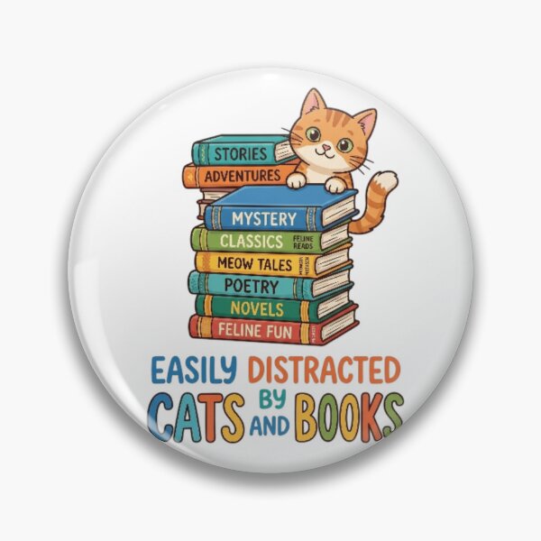 Item preview, Easily Distracted by Cats and Books - Cute Vintage Cat Lover designed and sold by Harrak Housni.