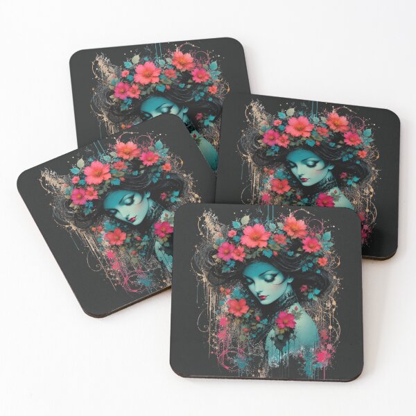 Item preview, Midnight Fuchsia Goddess - Dark Fantasy Floral Portrait designed and sold by KrzysztofART.