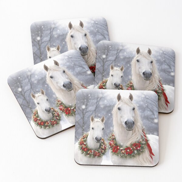 Item preview, Christmas White Horses in Winter Snow designed and sold by Stephanie Laird.