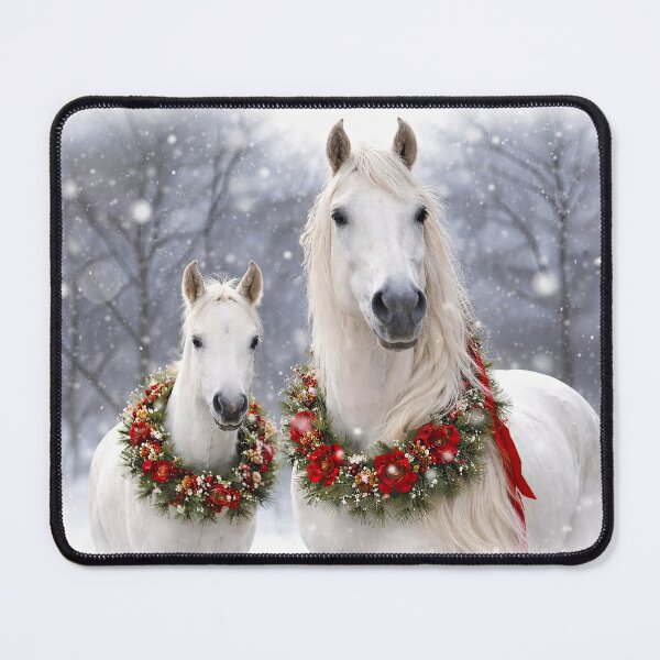 Item preview, Christmas White Horses in Winter Snow designed and sold by Stephanie Laird.