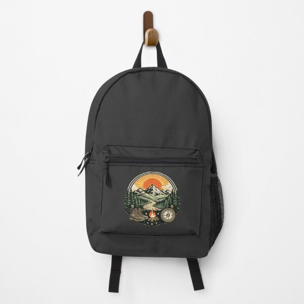 Item preview, Mountain Sunset Hiking Adventure Badge designed and sold by Corvoria.