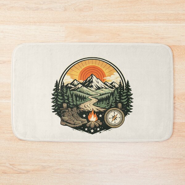 Item preview, Mountain Sunset Hiking Adventure Badge designed and sold by Corvoria.