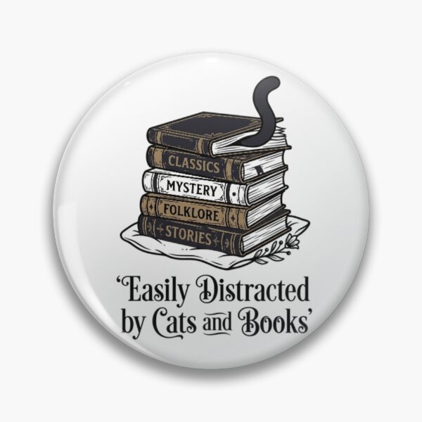 Item preview, Easily Distracted by Cats and Books - Cute Vintage Cat Lover designed and sold by Harrak Housni.