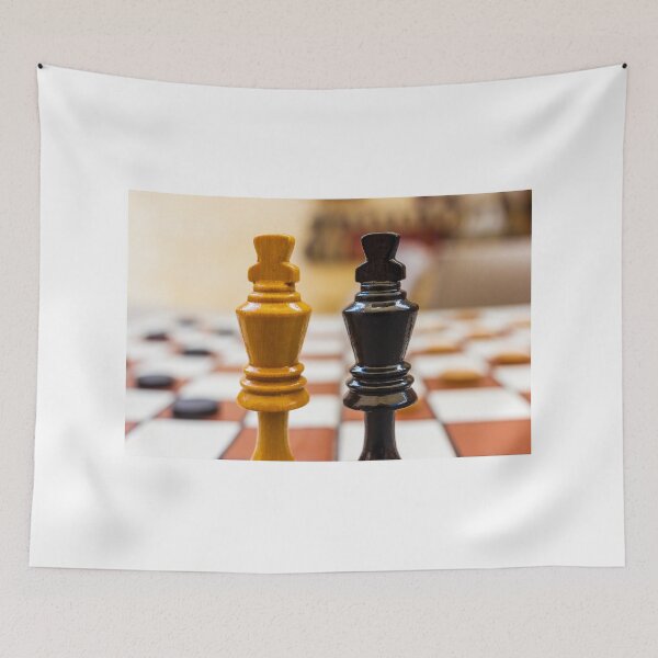 Item preview, Two Opposing Chess Kings on Board Close-Up Strategy Game Concept of Competition and Leadership designed and sold by Nmallia.