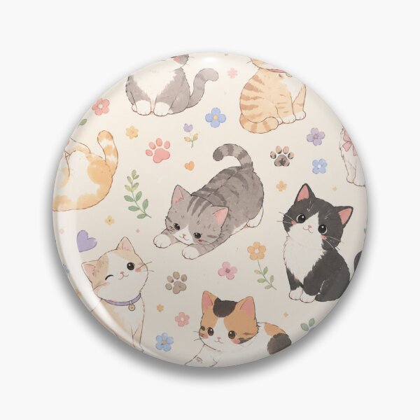 Item preview, Cute Kawaii Kittens and Flowers Pattern designed and sold by 0606PM.