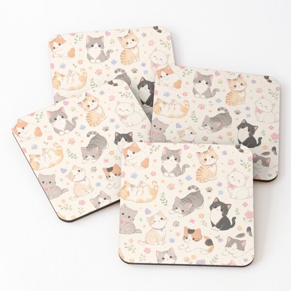 Item preview, Cute Kawaii Kittens and Flowers Pattern designed and sold by 0606PM.
