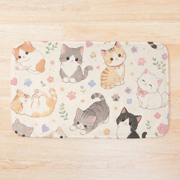 Item preview, Cute Kawaii Kittens and Flowers Pattern designed and sold by 0606PM.