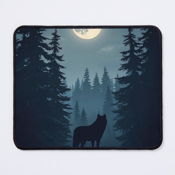 Item preview, Moonlit Wolf in Winter Forest Wilderness Night Scene designed and sold by Evergreen Horizon Works.