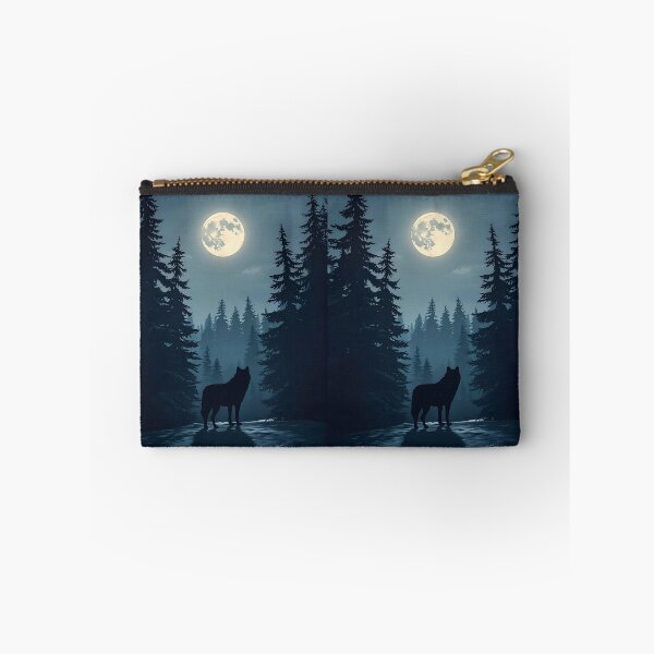 Item preview, Moonlit Wolf in Winter Forest Wilderness Night Scene designed and sold by Evergreen Horizon Works.
