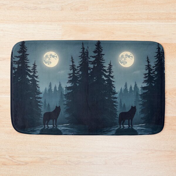 Item preview, Moonlit Wolf in Winter Forest Wilderness Night Scene designed and sold by Evergreen Horizon Works.