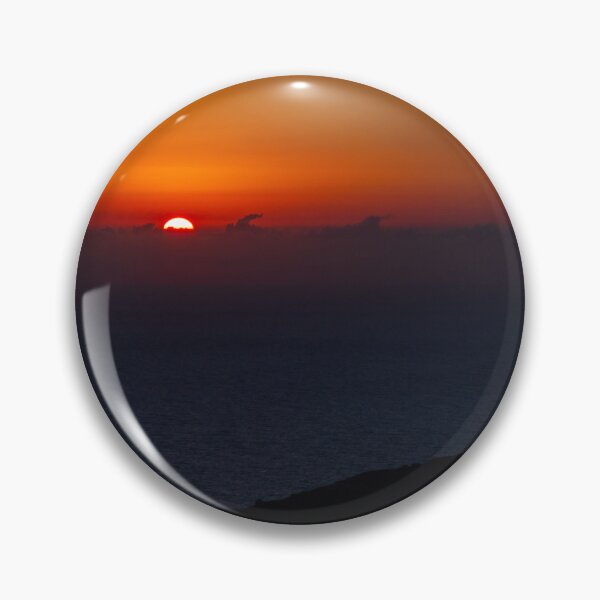 Item preview, Dramatic Orange Sunset Over Calm Ocean Horizon With Silhouetted Coastal Landscape At Dusk designed and sold by Nmallia.