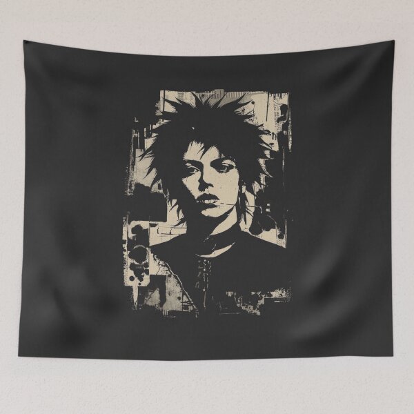Item preview, Gothic Punk Woman Portrait Distressed Newspaper Collage Art designed and sold by ERODED SELF.