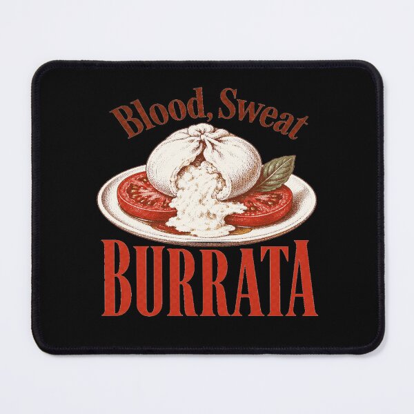 Item preview, Blood Sweat Burrata Vintage Italian Food designed and sold by POD DYNASTY | Original Print On Demand T-Shirt Graphics.
