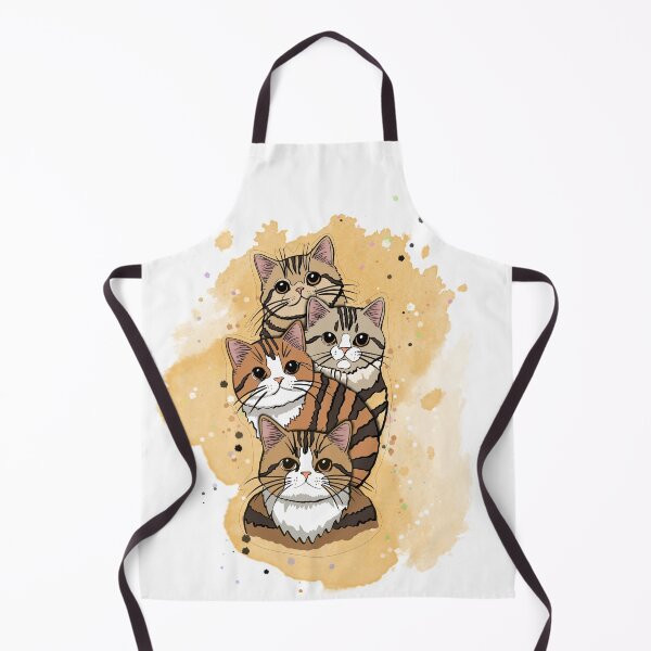 Item preview, Four adorable cartoon cats stacked in a whimsical portrait illustration designed and sold by SimoesArtistry.