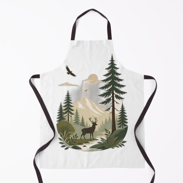 Item preview, Mountain Deer Forest Wilderness Nature Landscape Art designed and sold by Evergreen Horizon Works.