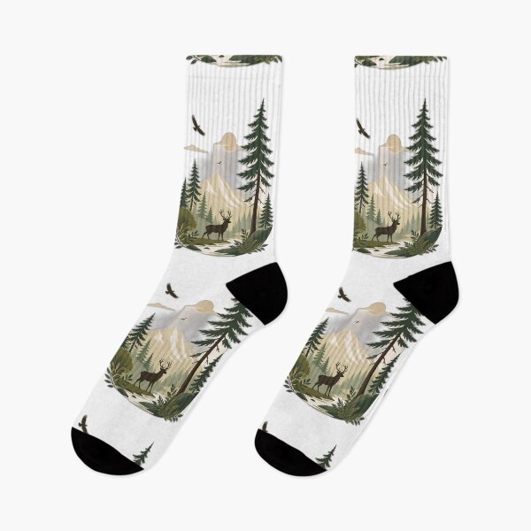 Item preview, Mountain Deer Forest Wilderness Nature Landscape Art designed and sold by Evergreen Horizon Works.