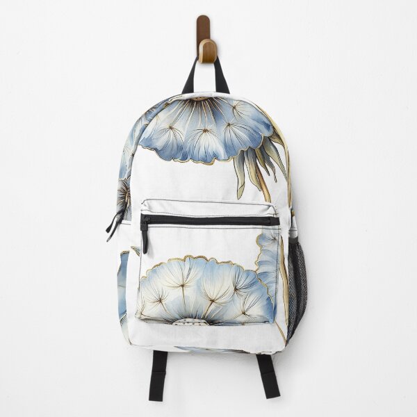Item preview, Elegant Blue Dandelion Flower Blossom with Gold Edges designed and sold by FernLiz.