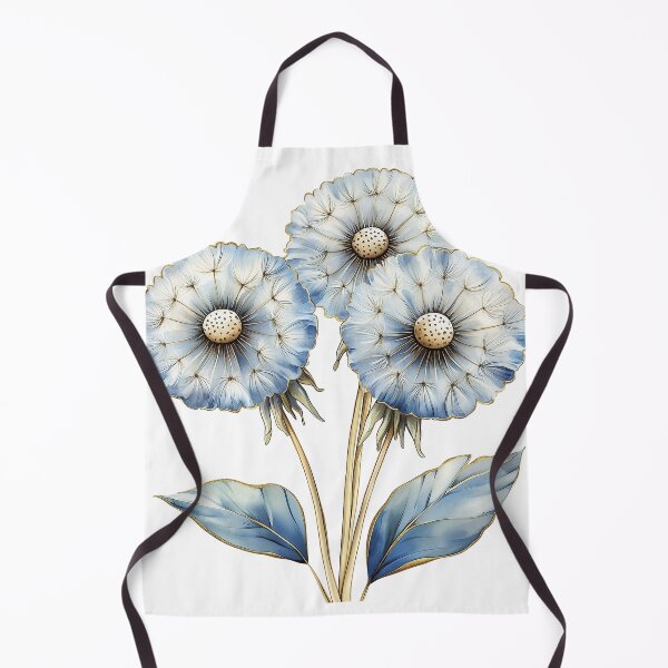Item preview, Elegant Blue Dandelion Flower Blossom with Gold Edges designed and sold by FernLiz.