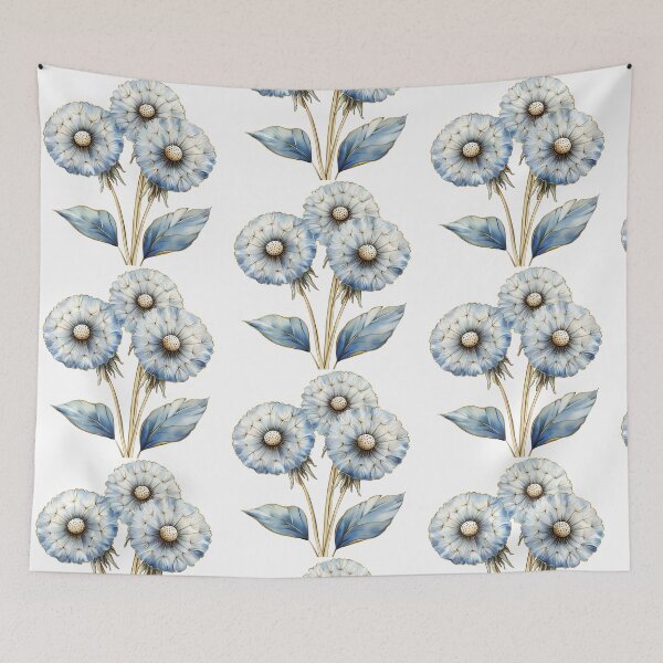 Item preview, Elegant Blue Dandelion Flower Blossom with Gold Edges designed and sold by FernLiz.
