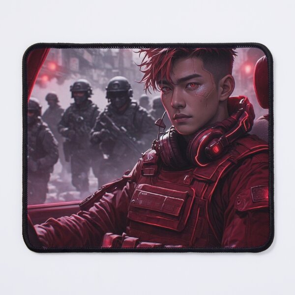 Item preview, Cyberpunk Tactical Warrior in Neon Red designed and sold by jmavila.
