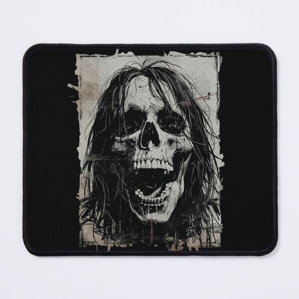 Item preview, Screaming Skeleton Long Hair Grunge Horror Skull Art designed and sold by ERODED SELF.