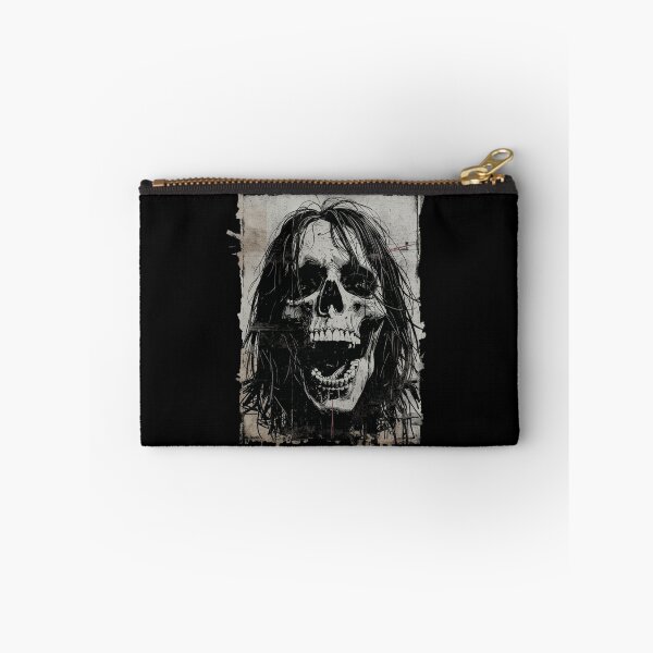 Item preview, Screaming Skeleton Long Hair Grunge Horror Skull Art designed and sold by ERODED SELF.