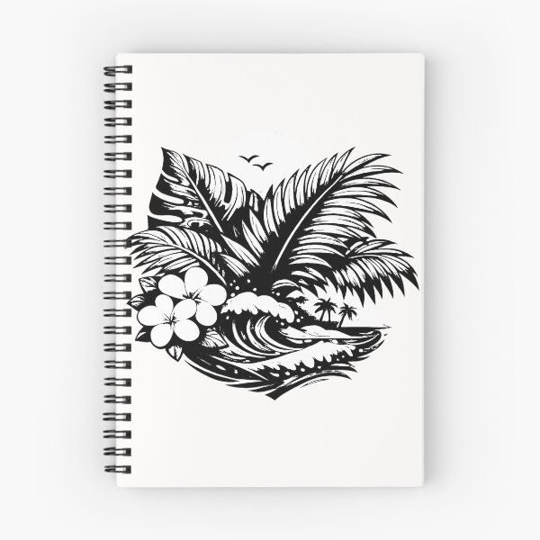 Item preview, Tropical palm and island design (black and white ver) designed and sold by Moonshroomarts.