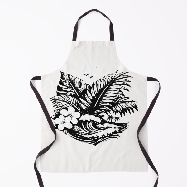 Item preview, Tropical palm and island design (black and white ver) designed and sold by Moonshroomarts.