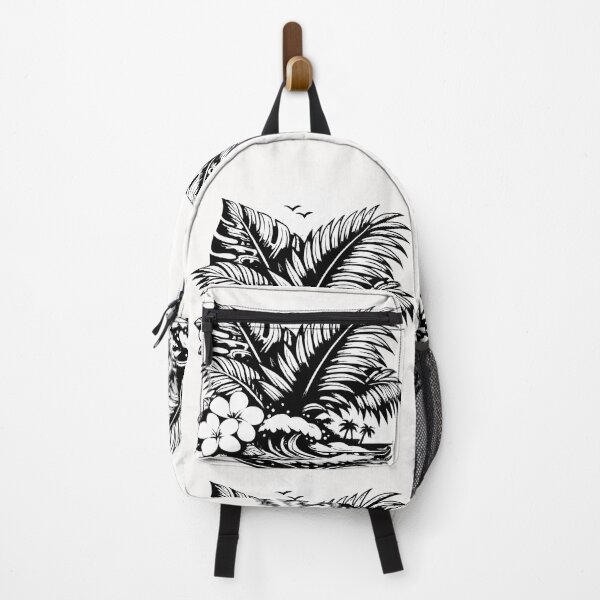 Item preview, Tropical palm and island design (black and white ver) designed and sold by Moonshroomarts.