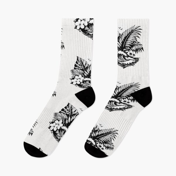 Item preview, Tropical palm and island design (black and white ver) designed and sold by Moonshroomarts.