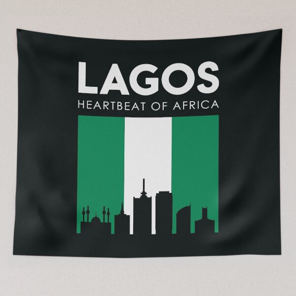 Item preview, Lagos City Skyline Nigeria Flag Graphic designed and sold by MammothArt.