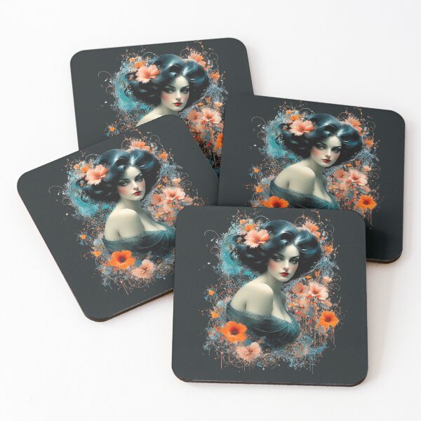 Item preview, Midnight Glamour Goddess - Romantic Art Nouveau Portrait designed and sold by KrzysztofART.