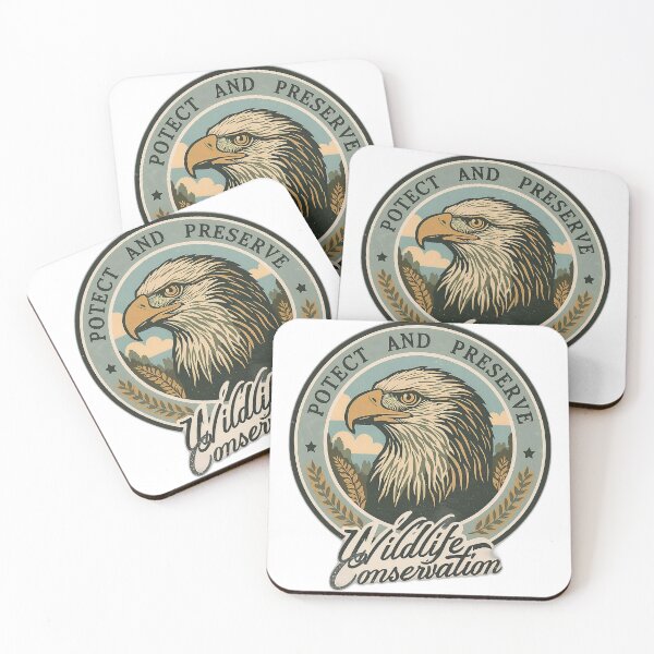 Item preview, Protect and Preserve Wildlife Eagle Conservation Vintage Art designed and sold by Evergreen Horizon Works.