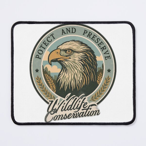 Item preview, Protect and Preserve Wildlife Eagle Conservation Vintage Art designed and sold by Evergreen Horizon Works.
