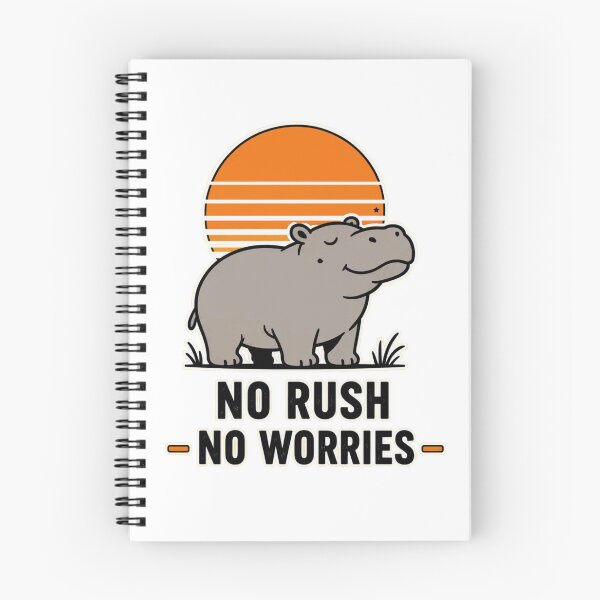 Item preview, No Rush No Worries Hippopotamus Shirt Funny Relaxed Hippo Sunset Tee designed and sold by PINK FREE.