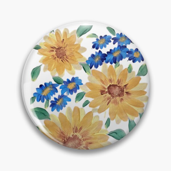 Item preview, Sunflower with Blue Wild Flower One Stroke Art designed and sold by ArtOfMelania.