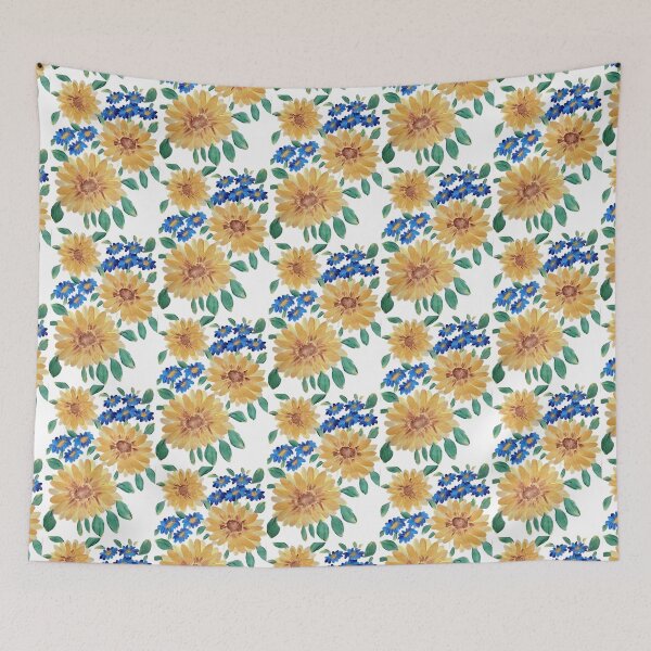 Item preview, Sunflower with Blue Wild Flower One Stroke Art designed and sold by ArtOfMelania.