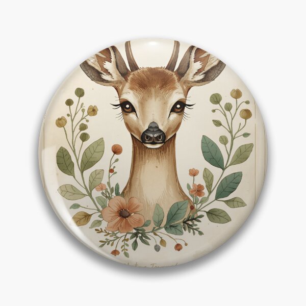 Item preview, Vintage Floral Deer Portrait Woodland Nature Illustration designed and sold by Evergreen Horizon Works.