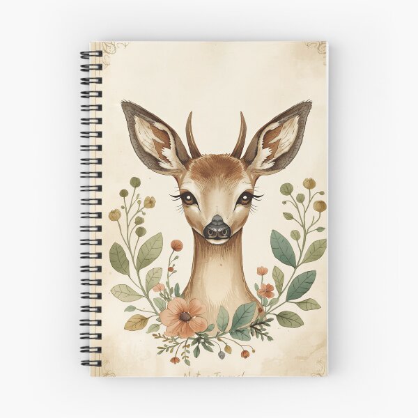 Item preview, Vintage Floral Deer Portrait Woodland Nature Illustration designed and sold by Evergreen Horizon Works.