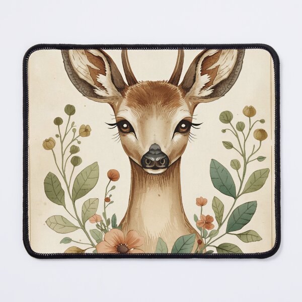 Item preview, Vintage Floral Deer Portrait Woodland Nature Illustration designed and sold by Evergreen Horizon Works.
