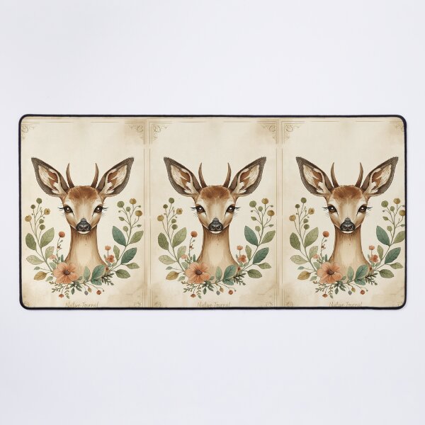 Item preview, Vintage Floral Deer Portrait Woodland Nature Illustration designed and sold by Evergreen Horizon Works.