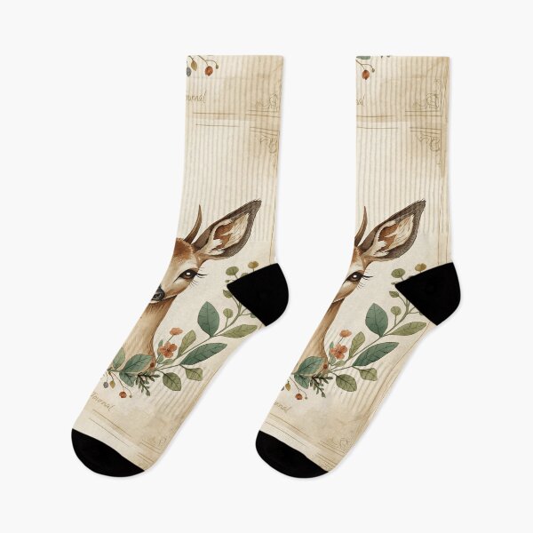 Item preview, Vintage Floral Deer Portrait Woodland Nature Illustration designed and sold by Evergreen Horizon Works.