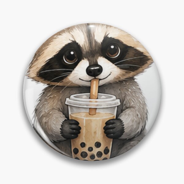 Item preview, Cute Raccoon Drinking Bubble Tea designed and sold by Northline Creative.