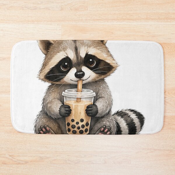 Item preview, Cute Raccoon Drinking Bubble Tea designed and sold by Northline Creative.