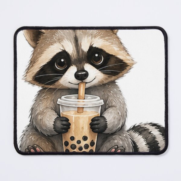 Item preview, Cute Raccoon Drinking Bubble Tea designed and sold by Northline Creative.