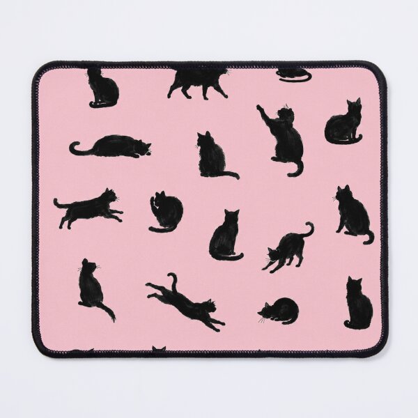 Item preview, Ink Black Cat Silhouette Pattern on Soft Pink, Minimalist Cat Lover Design, Cute Feline Illustration designed and sold by KishShop.