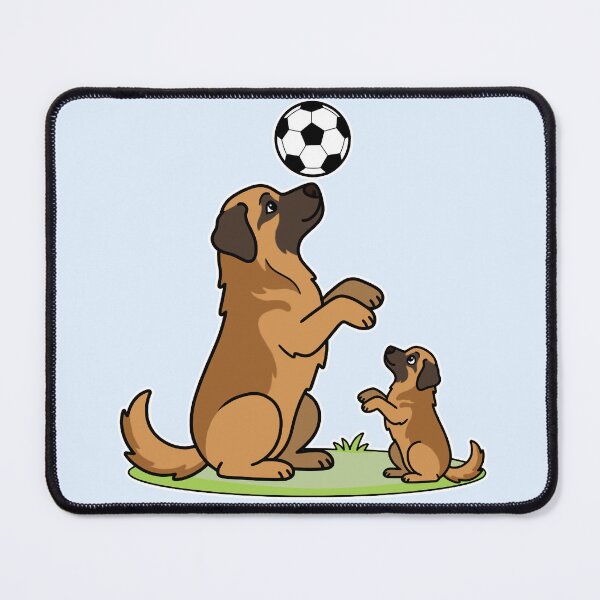 Item preview, Leonberger Dog Dad and Puppy Playing Soccer Cartoon designed and sold by Blupunk.