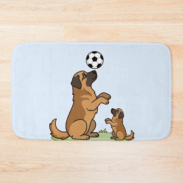 Item preview, Leonberger Dog Dad and Puppy Playing Soccer Cartoon designed and sold by Blupunk.